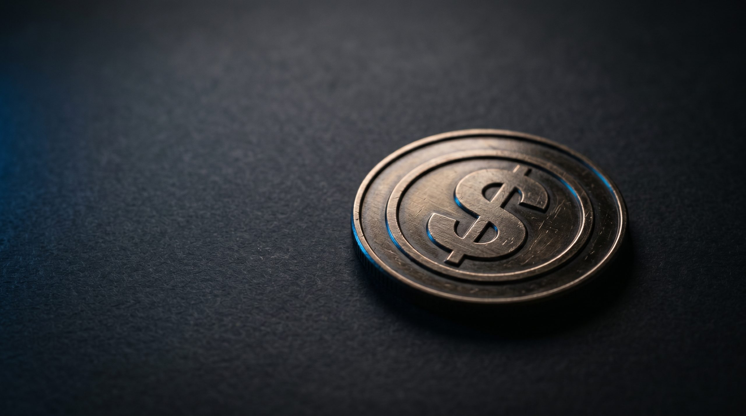 Physical coin engraved with XRP symbol on neutral surface
