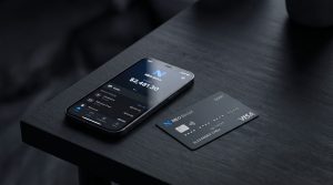 Digital exchange interface with candlestick bars and security shield in fintech blue
