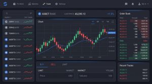 Coinbase exchange trading interface showing account dashboard and market data