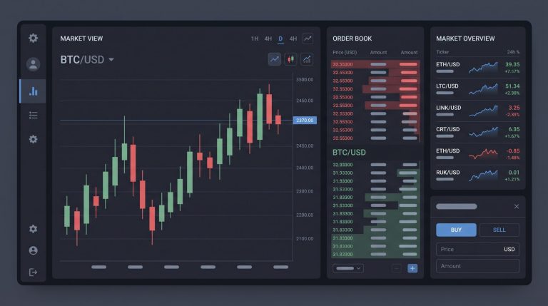 Gemini exchange trading interface showing order book and spot trading dashboard
