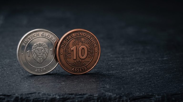 Two cryptocurrency exchange platforms represented as distinct physical coins side by side